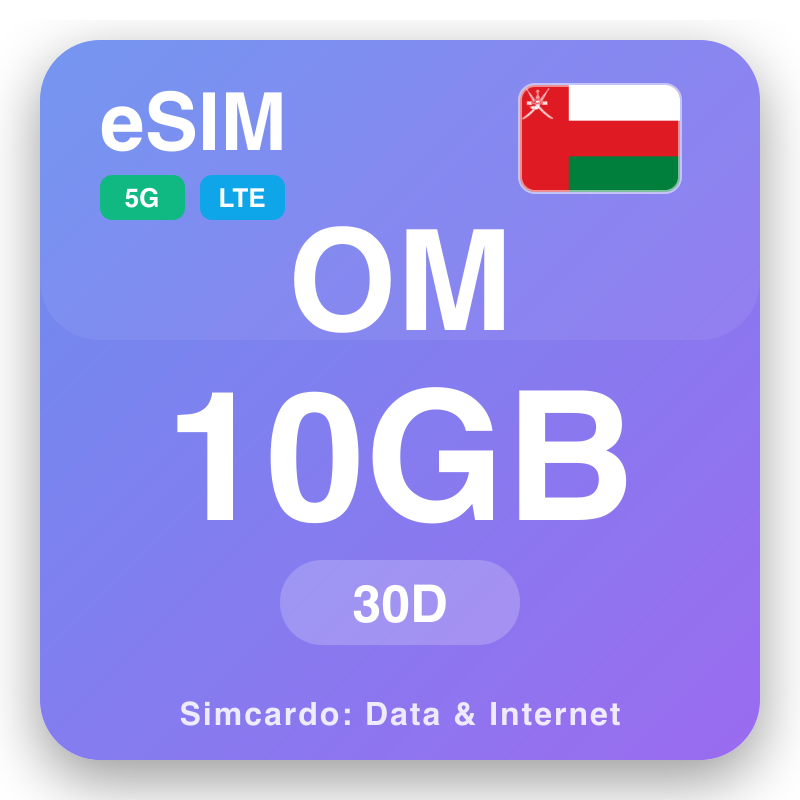 eSIM Оман 10 GB za 30 dana