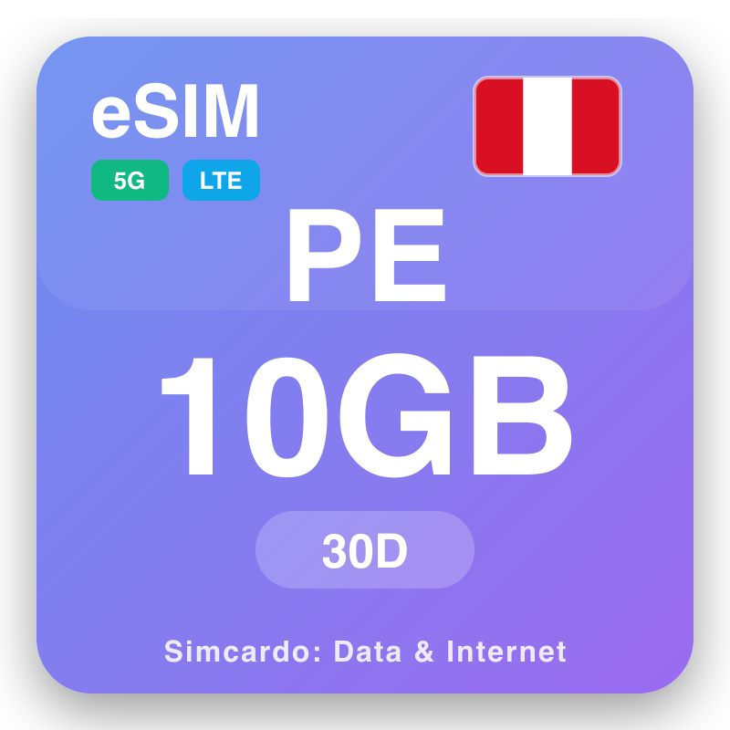 eSIM Peru 10 GB kwa 30 siku
