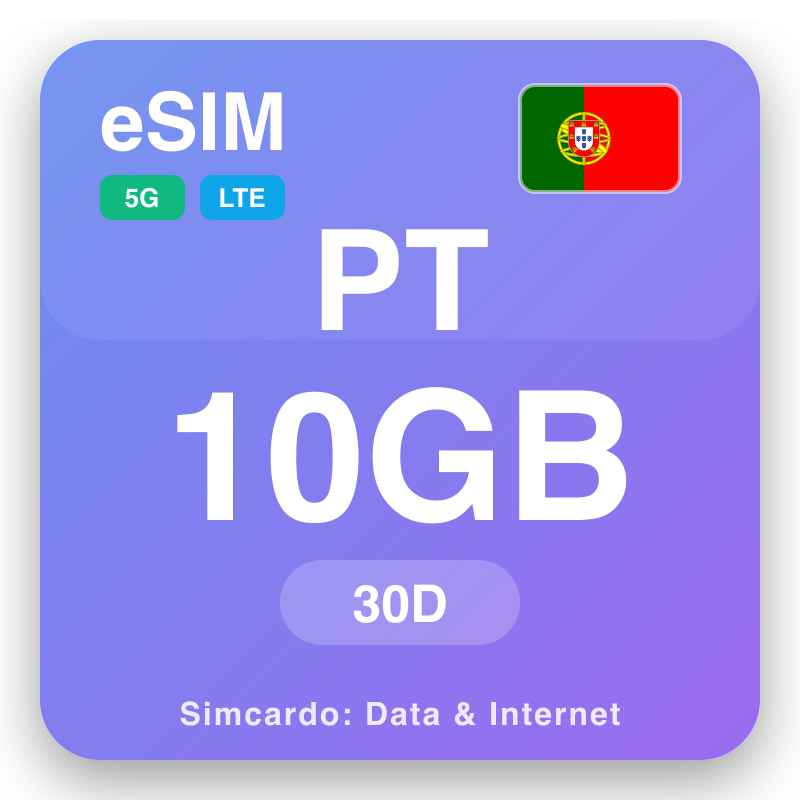 eSIM Португалија 10 GB za 30 dana