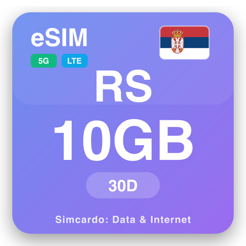 eSIM Seerbiya 10 GB muddo 30 maalmo