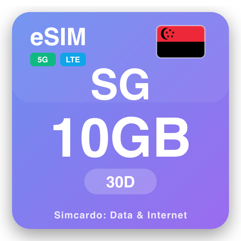 eSIM Singapour 10 GB evit 30 deiz