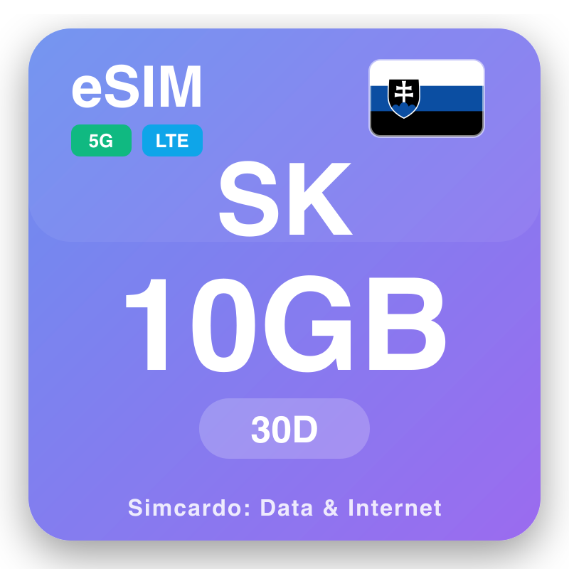 eSIM Slowak - rencana data lelungan lan internet seluler