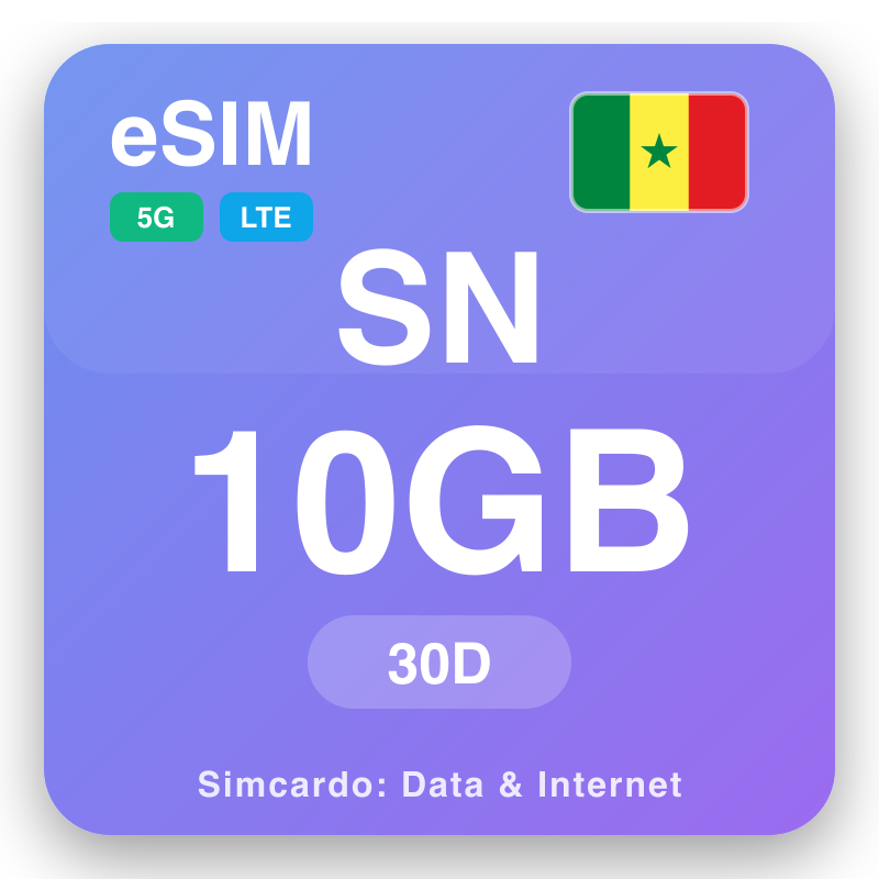 eSIM Senegal 10 GB för 30 dagar
