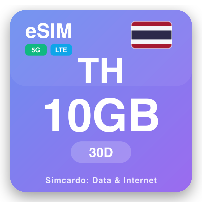 eSIM Tailandi - awọn eto data irin-ajo ati intanẹẹti alagbeka
