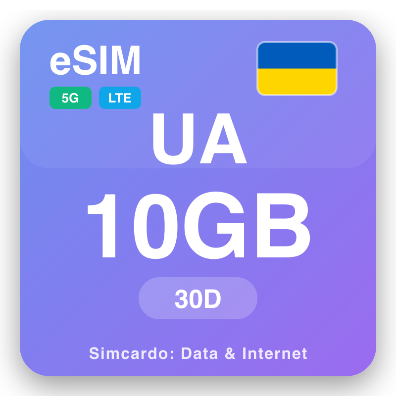 eSIM Ukrajina 10 GB za 30 dana