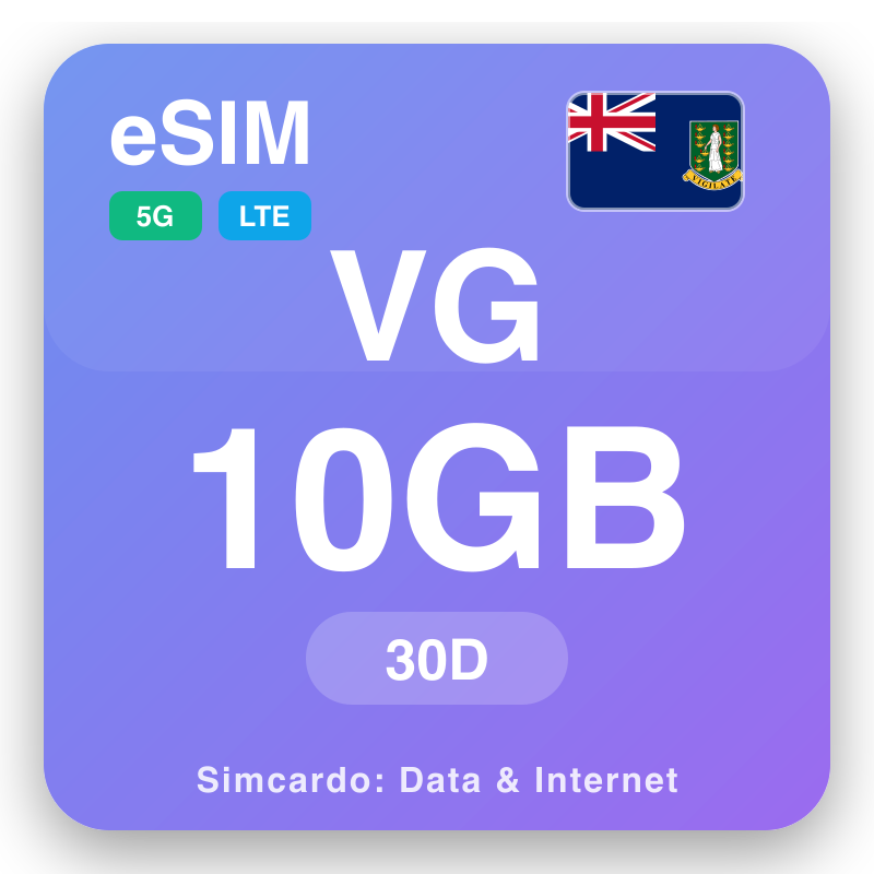 eSIM Brytyjskie Wyspy Dziewicze 10 GB na 30 dni