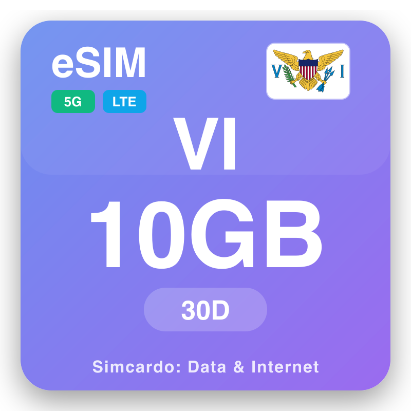 eSIM កោះ​វឺជីន​អាមេរិក 10 GB សម្រាប់ 30 ថ្ងៃ