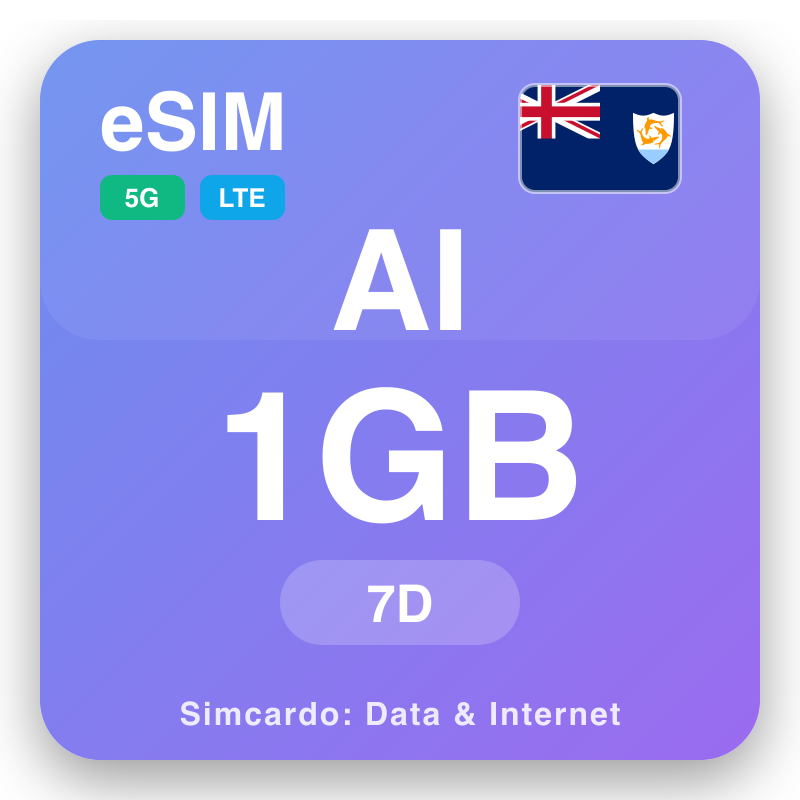 eSIM Anguilla 1 GB evit 7 deiz