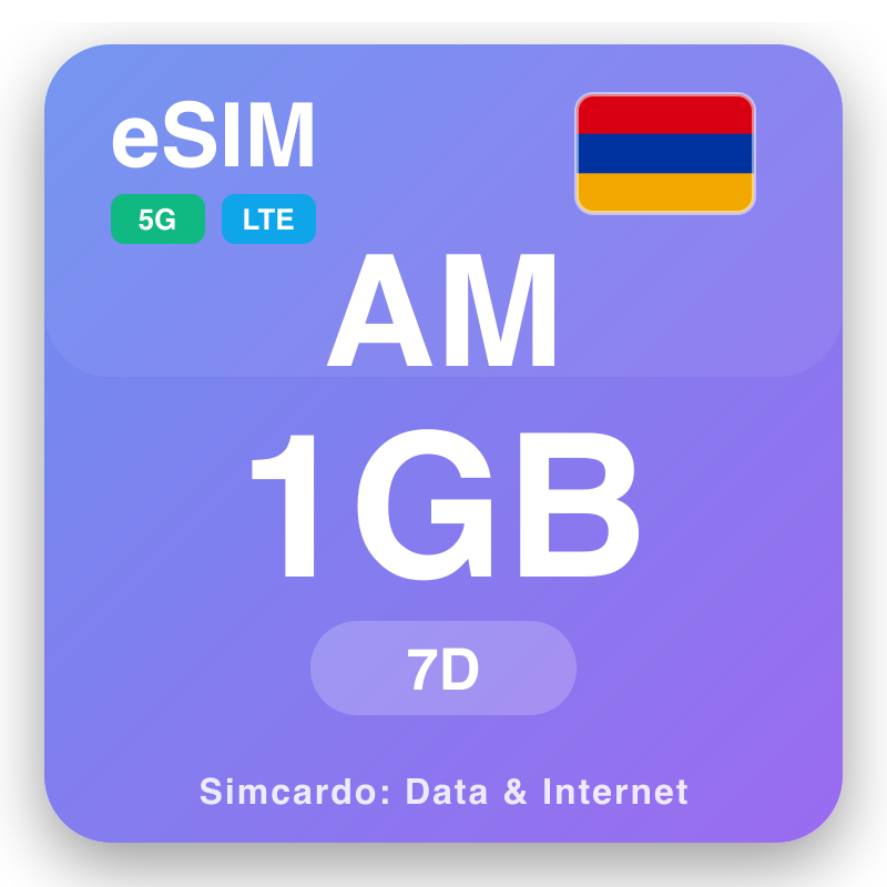 eSIM Armenia 1 GB kwa 7 siku