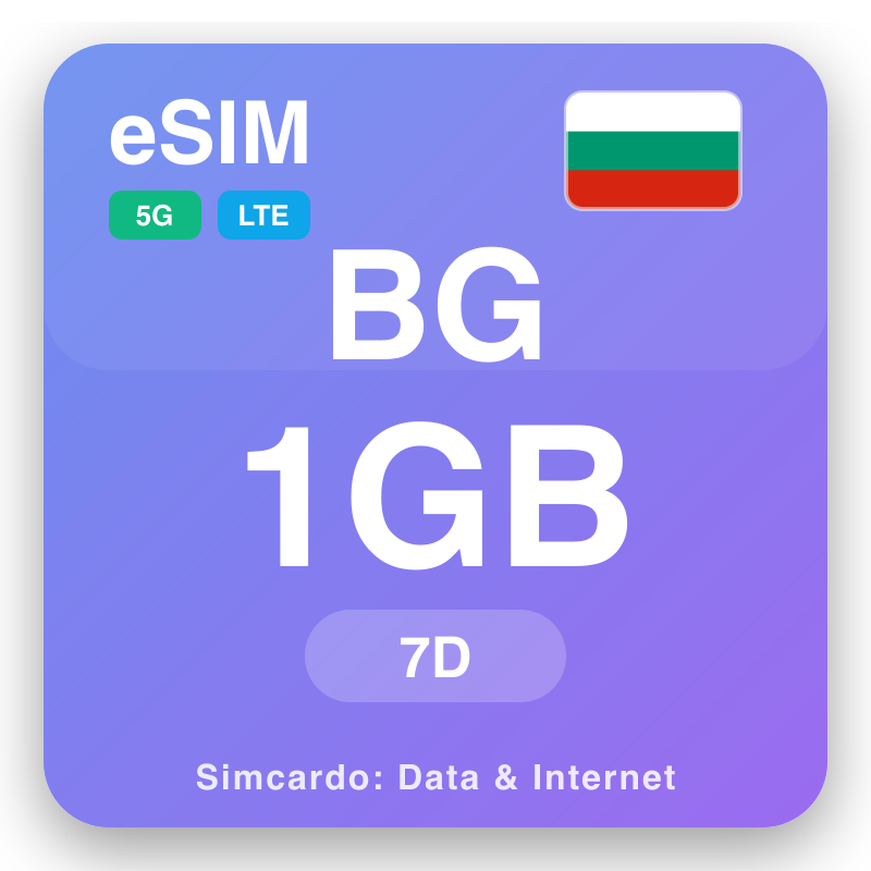 eSIM ប៊ុលហ្ការី 1 GB សម្រាប់ 7 ថ្ងៃ