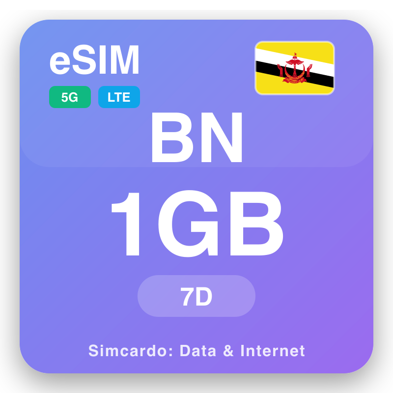 eSIM Brunei - planên daneyê yên seyahatê û internetê mobîl