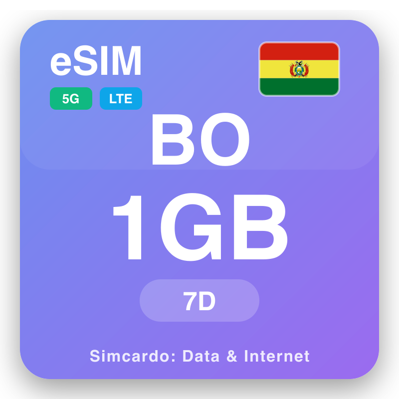 eSIM Bolivia - planên daneyê yên seyahatê û internetê mobîl