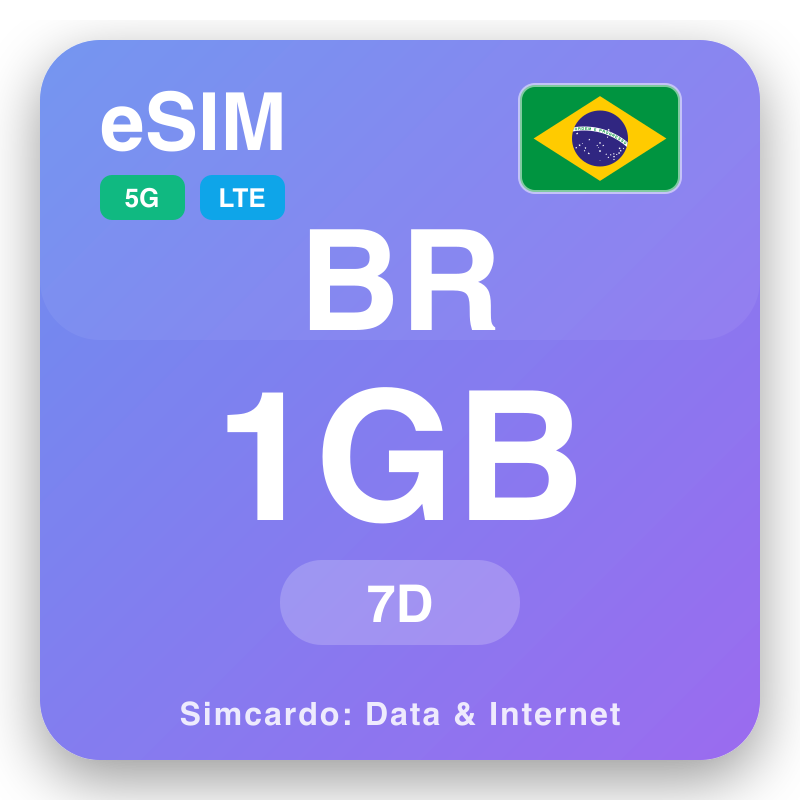 eSIM Brazil 1 GB pou 7 jou