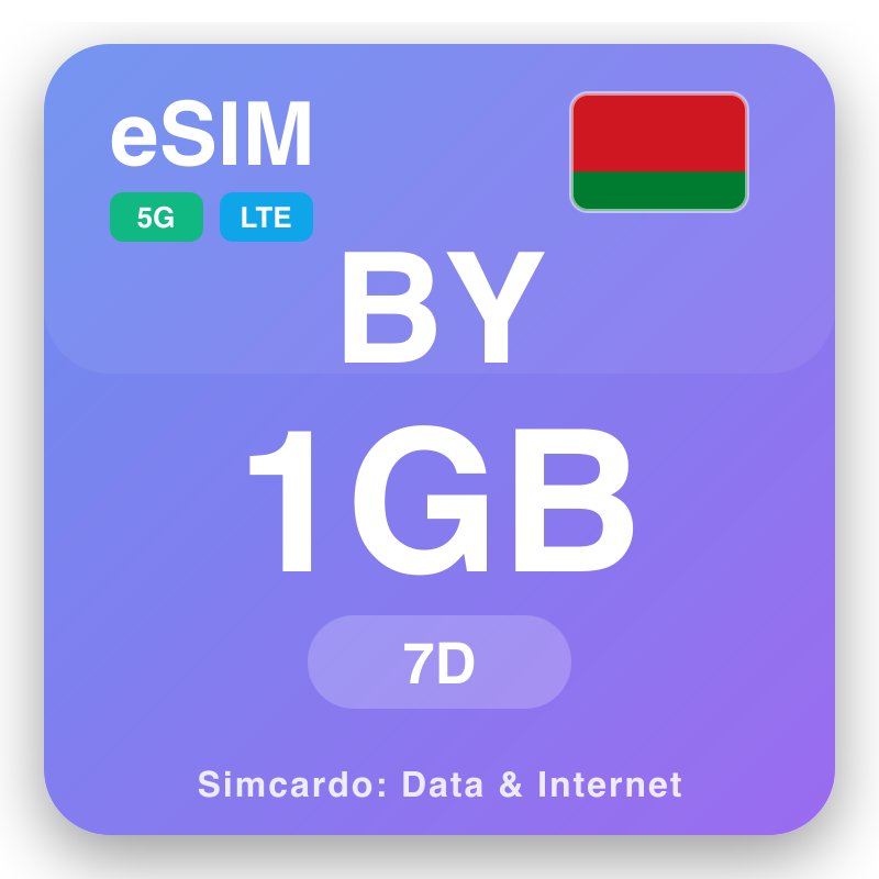 eSIM Belarus 1 GB pou 7 jou