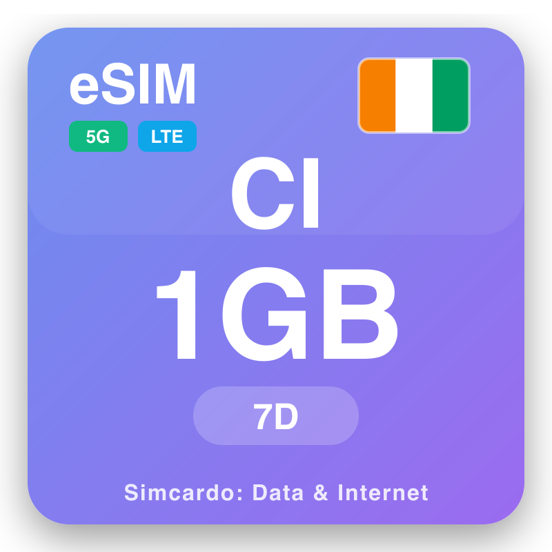 eSIM Elfenbenskysten - reisedataplaner og mobil internett