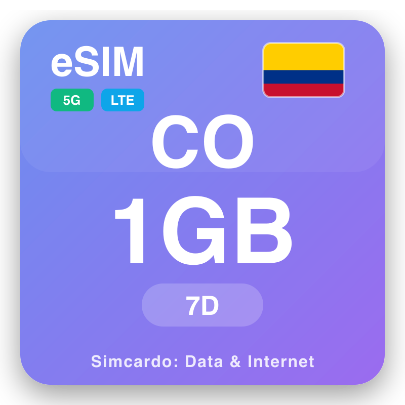eSIM Colombia 1 GB i 7 dager