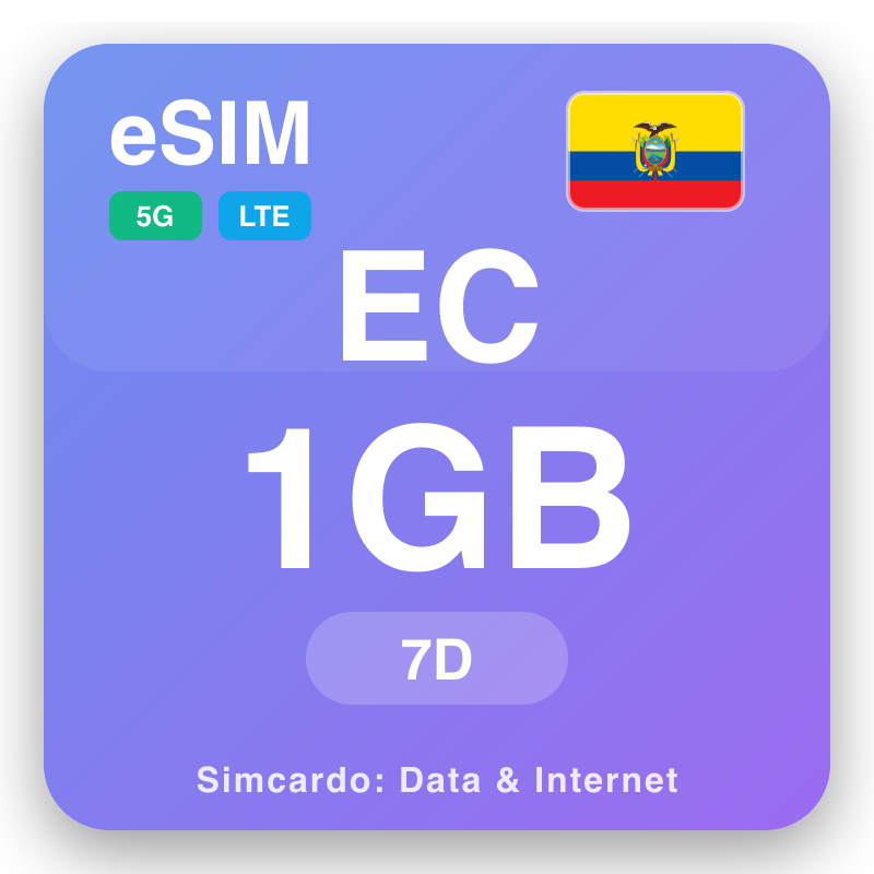 eSIM Ecuador 1 GB untuk 7 hari