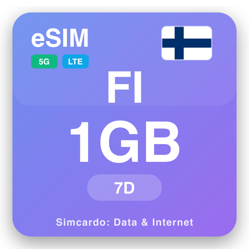 eSIM Finlan 1 GB kanggo 7 dina