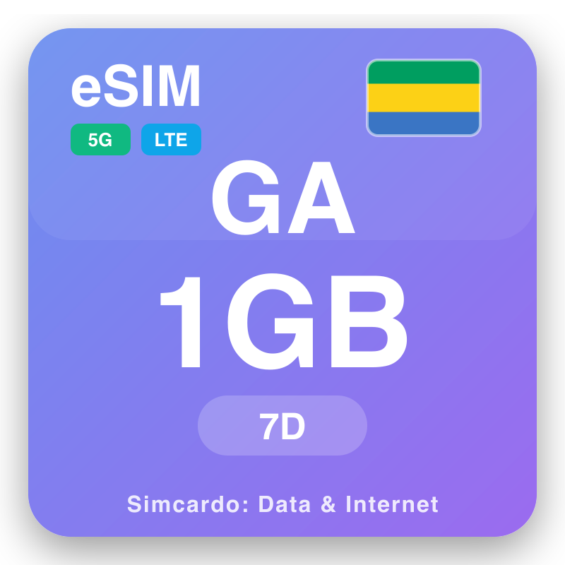 eSIM Gabon 1 GB 7 gün üçin