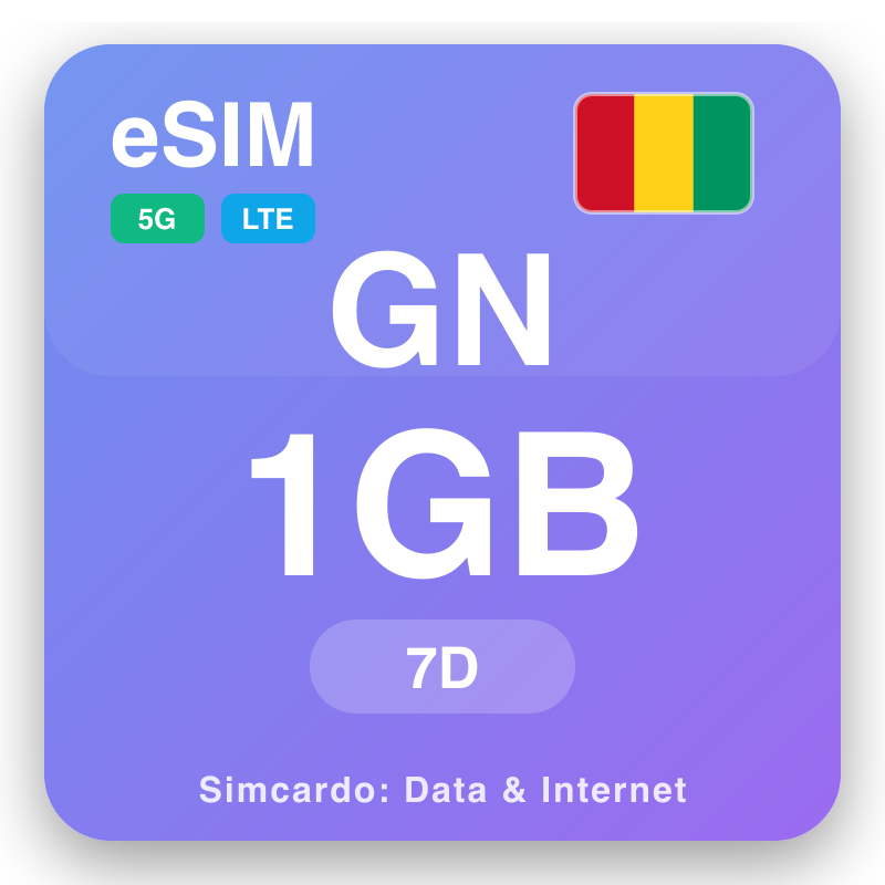 eSIM Guinea 1 GB kuni 7 päeva