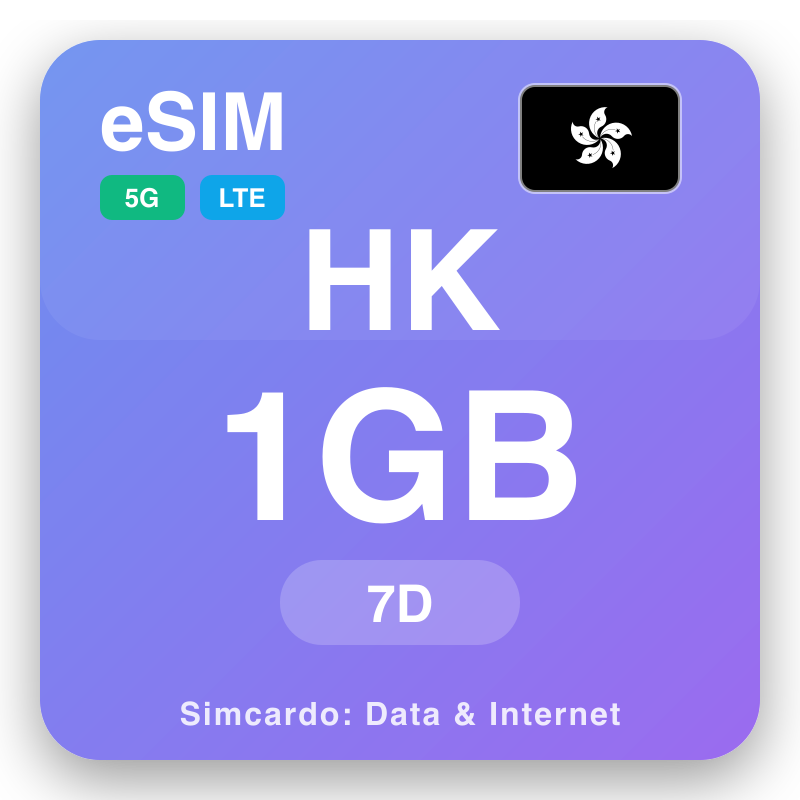 eSIM Hongkong SAR 1 GB för 7 dagar