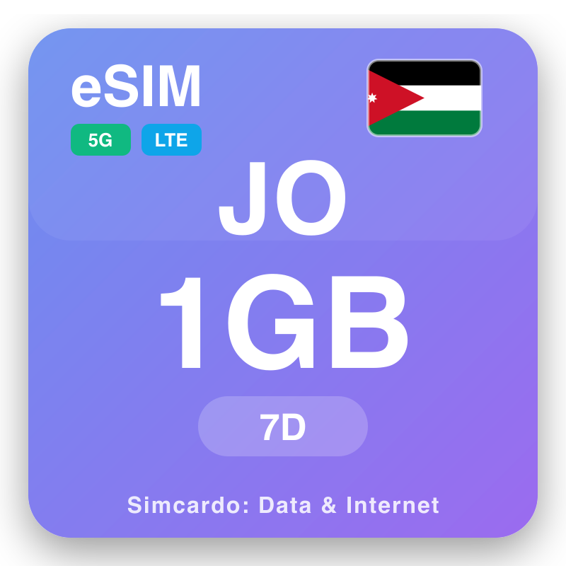 eSIM Jordan 1 GB kune 7 mazuva