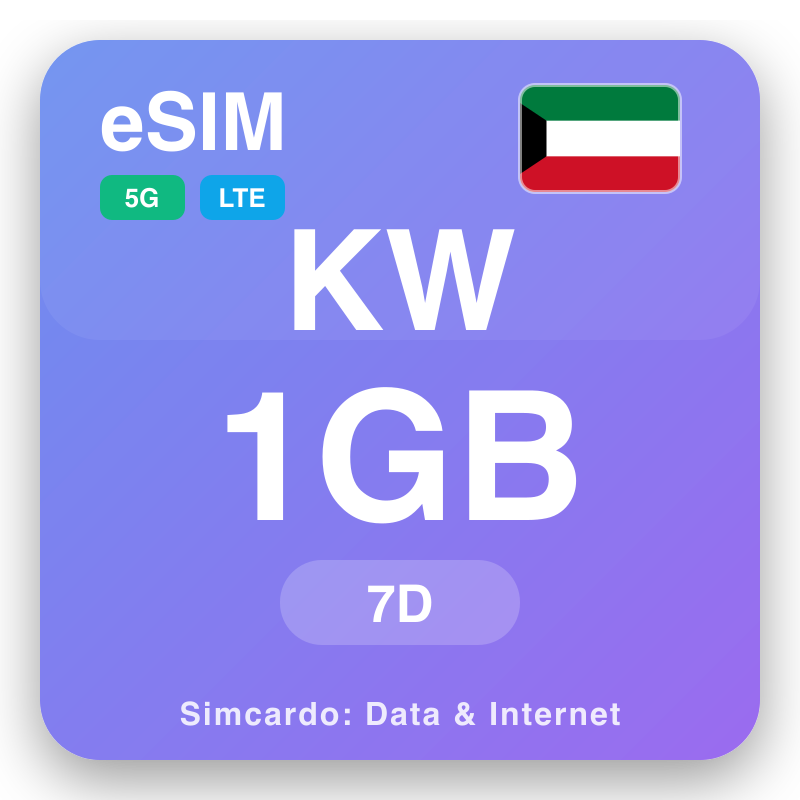 eSIM Kuwejt 1 GB na 7 dni