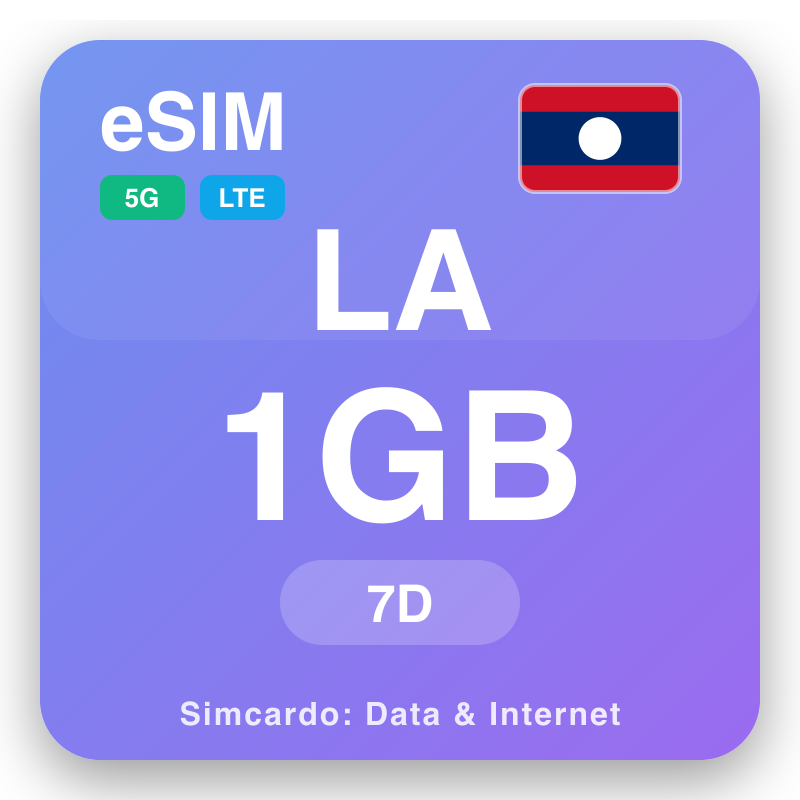 eSIM ላኦስ 1 GB ለ 7 ቀናት