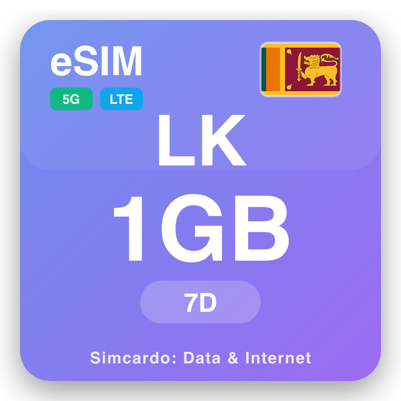 eSIM შრი-ლანკა 1 GB для 7 დღეები