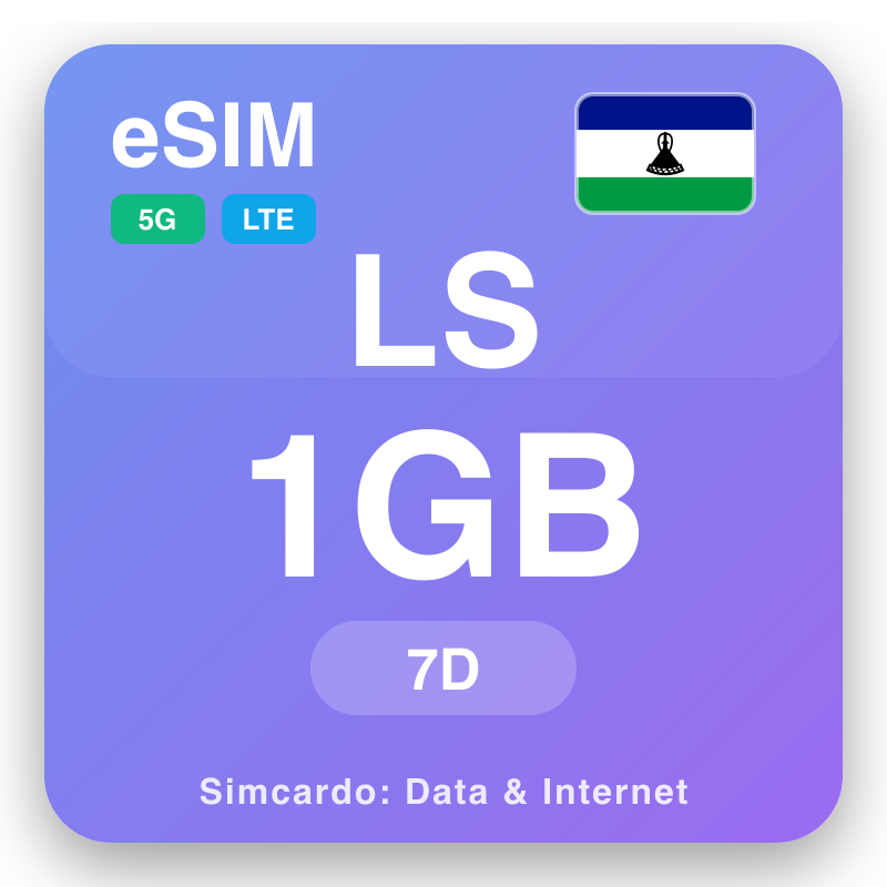eSIM Lesotho 1 GB mo le 7 aso