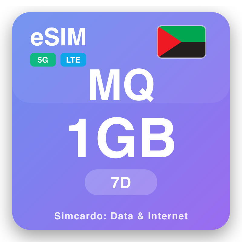 eSIM Martinik 1 GB evit 7 deiz