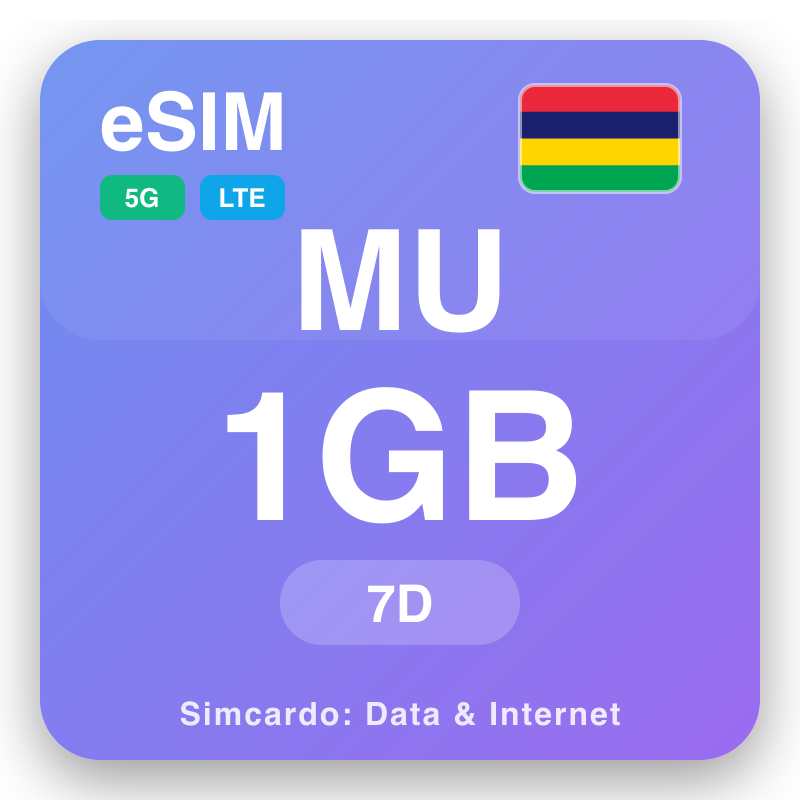 eSIM Na h-Eileanan Mhoiriseas 1 GB air 7 làithean