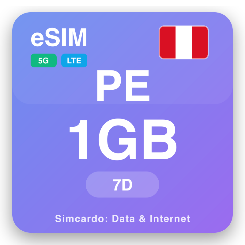 eSIM Peru 1 GB ji bo 7 dagen