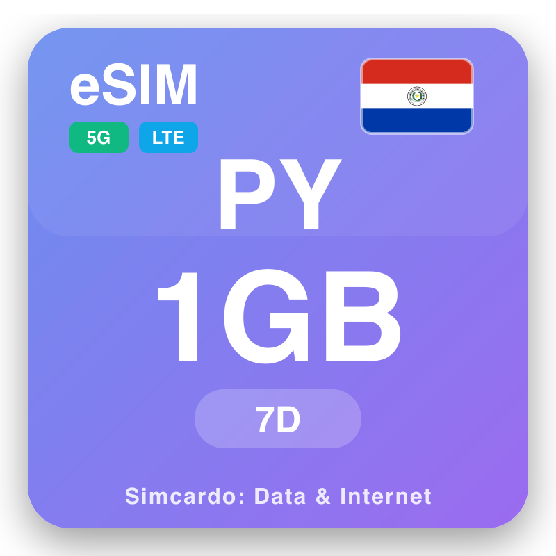 eSIM Paraguay 1 GB para 7 días