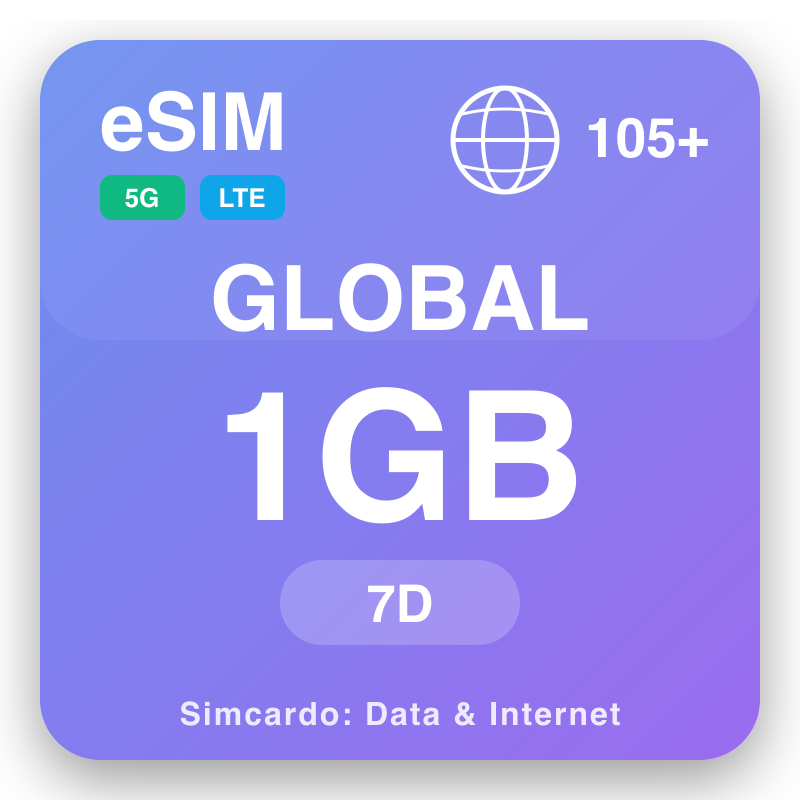 eSIM Global 1 GB evit 7 deiz