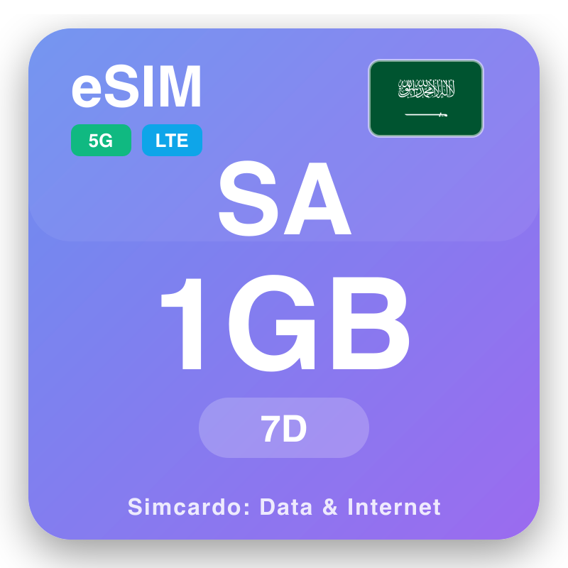 eSIM Saudi Arabia 1 GB pou 7 jou