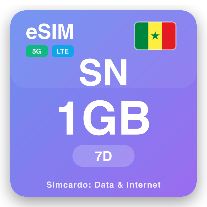eSIM Senegal 1 GB fyrir 7 dagar