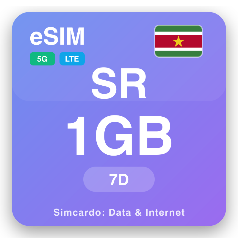 eSIM Suriname - shirye-shiryen bayanai na tafiya da intanet na wayar hannu