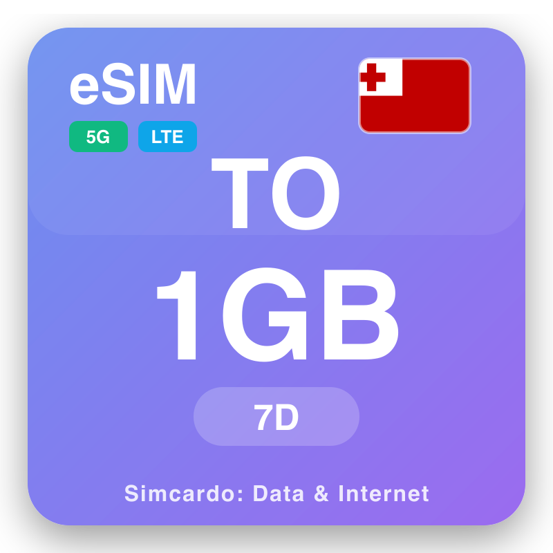 eSIM Tonga 1 GB voor 7 dagen