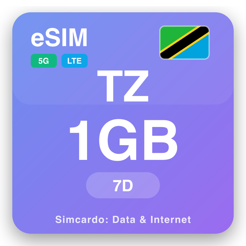 eSIM Танзанија 1 GB za 7 dana