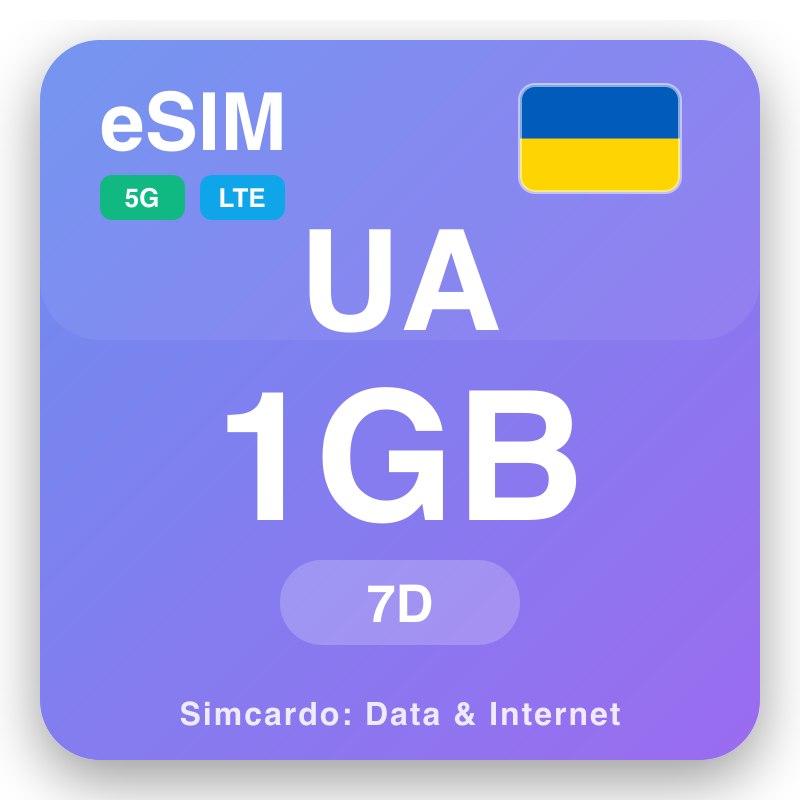 eSIM Ukarini 1 GB fun 7 ọjọ