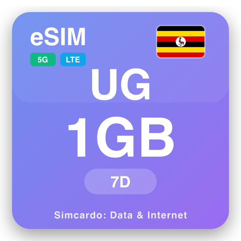 eSIM l-Uganda - pjanijiet ta' data għall-vjaġġ u internet mobbli