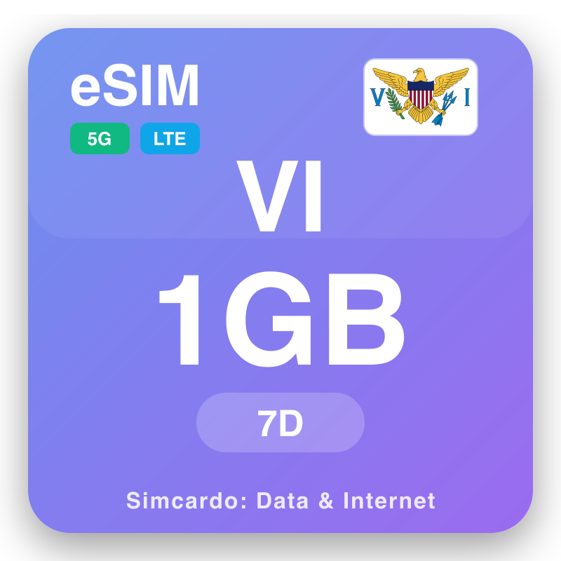 eSIM Oileáin Mheiriceánacha na Maighdean 1 GB do 7 laethanta