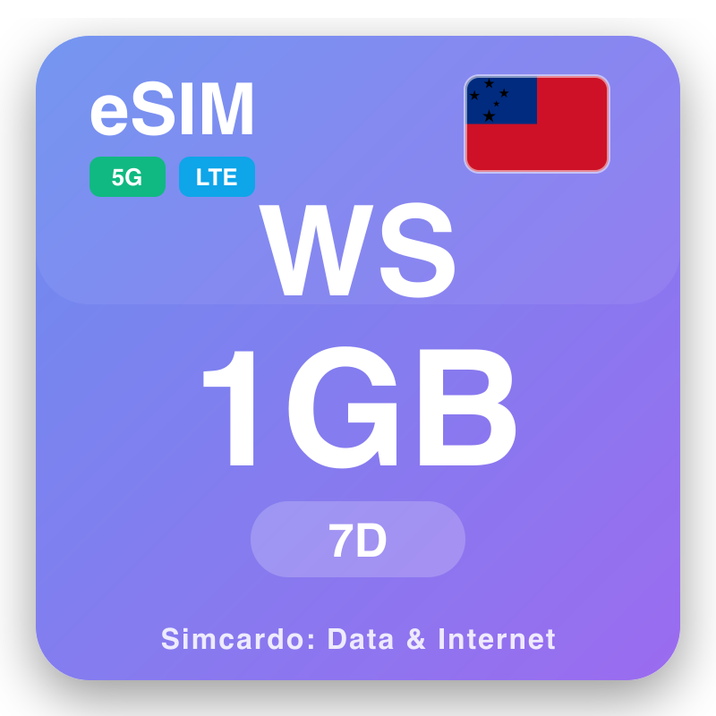eSIM Սամոա 1 GB միայն 7 օրեր համար