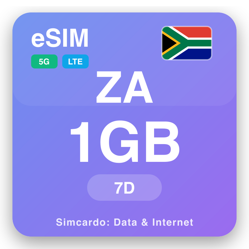eSIM Afirka Ta Kudu 1 GB na 7 kwanaki