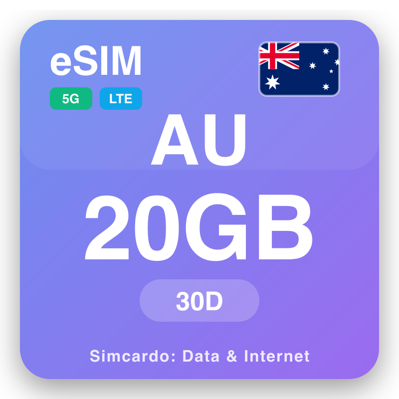 eSIM Аустралија 20 GB za 30 dana
