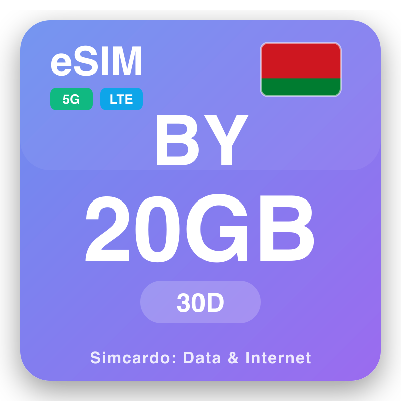 eSIM Bjellorusi 20 GB për 30 ditë