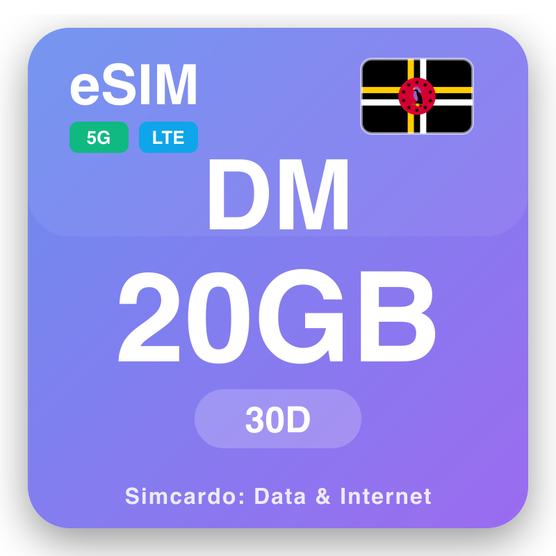 eSIM دومینیکا 20 GB د 30 ورځې لپاره