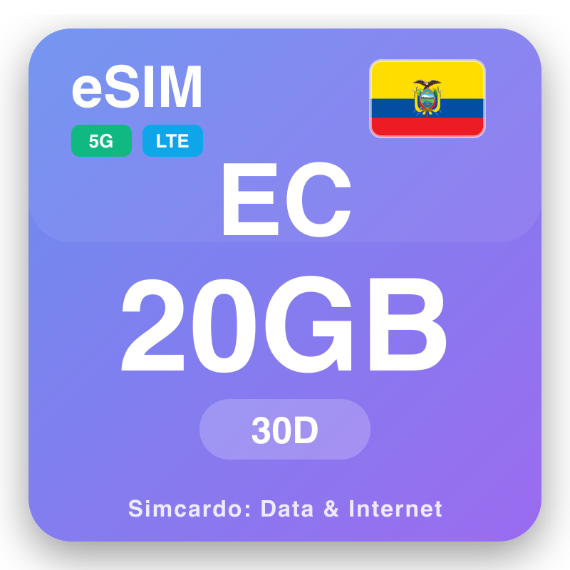 eSIM Ecuador - reisedataplaner og mobil internett