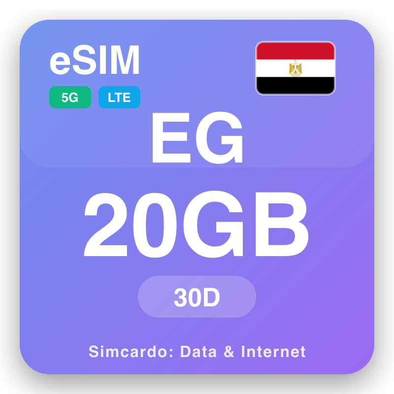 eSIM Misri 20 GB kwa 30 siku
